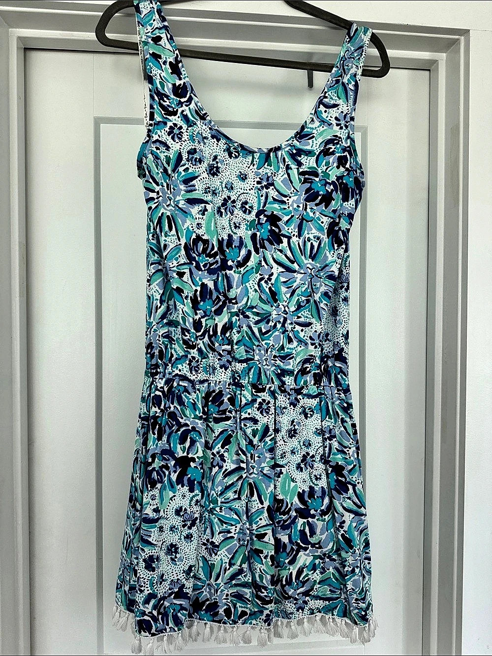 Lilly Pulitzer Jarrett Romper Floral Mini Dress Blue & Green Medium